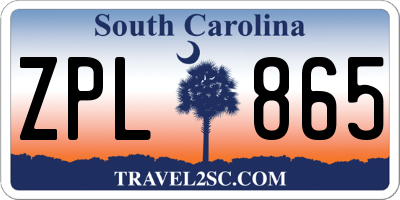 SC license plate ZPL865
