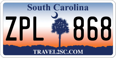 SC license plate ZPL868