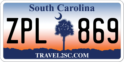 SC license plate ZPL869