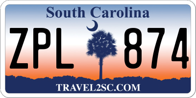 SC license plate ZPL874