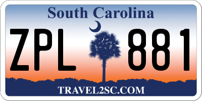 SC license plate ZPL881