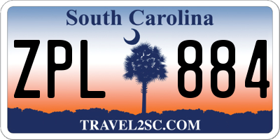 SC license plate ZPL884