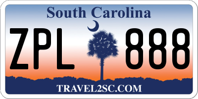 SC license plate ZPL888