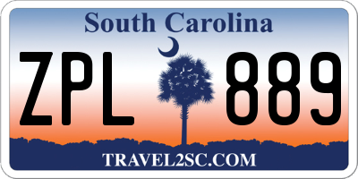 SC license plate ZPL889