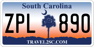 SC license plate ZPL890