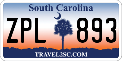 SC license plate ZPL893