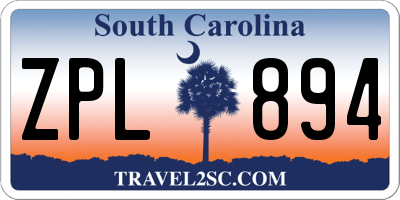 SC license plate ZPL894