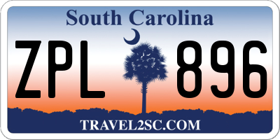 SC license plate ZPL896