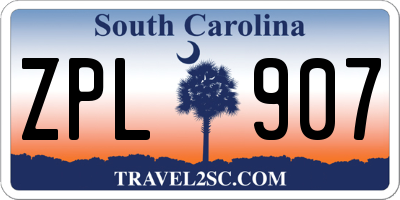SC license plate ZPL907