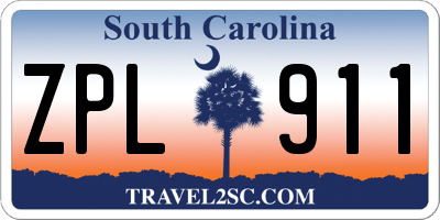 SC license plate ZPL911