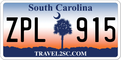 SC license plate ZPL915