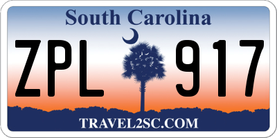 SC license plate ZPL917