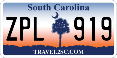 SC license plate ZPL919