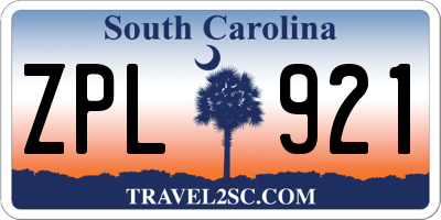 SC license plate ZPL921