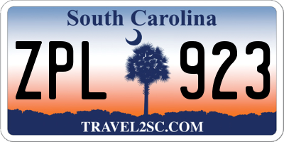 SC license plate ZPL923