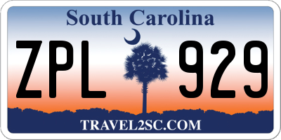 SC license plate ZPL929