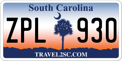 SC license plate ZPL930