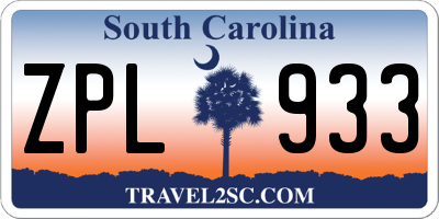 SC license plate ZPL933