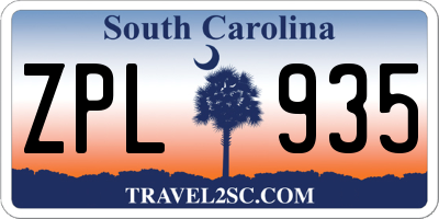 SC license plate ZPL935