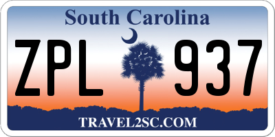 SC license plate ZPL937