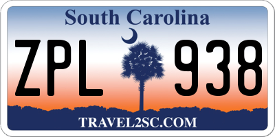 SC license plate ZPL938