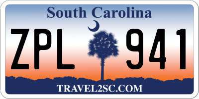 SC license plate ZPL941