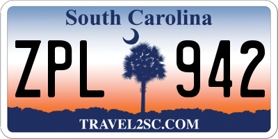 SC license plate ZPL942
