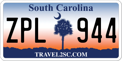 SC license plate ZPL944