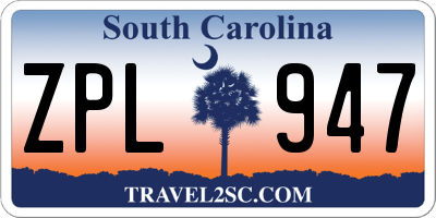 SC license plate ZPL947