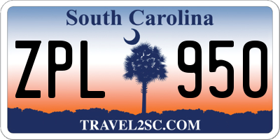 SC license plate ZPL950