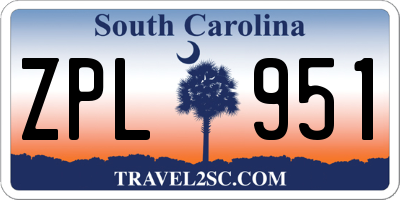 SC license plate ZPL951