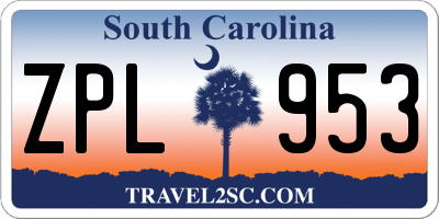 SC license plate ZPL953