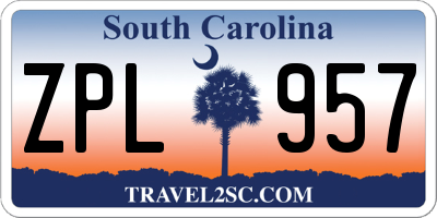 SC license plate ZPL957