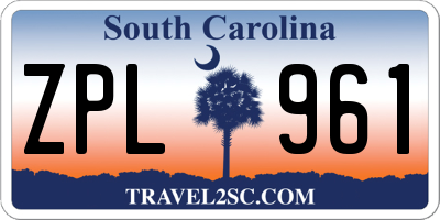 SC license plate ZPL961