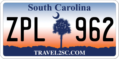 SC license plate ZPL962
