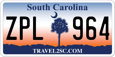 SC license plate ZPL964