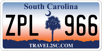 SC license plate ZPL966