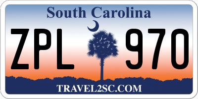SC license plate ZPL970