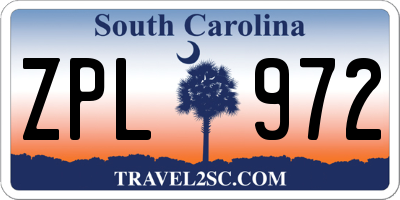 SC license plate ZPL972