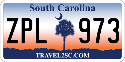 SC license plate ZPL973