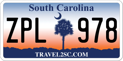 SC license plate ZPL978
