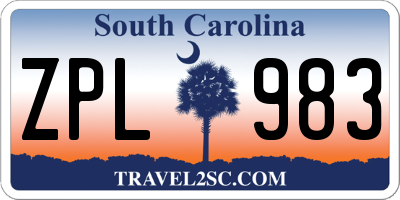 SC license plate ZPL983