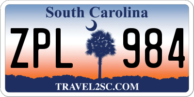 SC license plate ZPL984