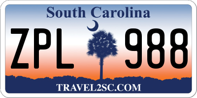 SC license plate ZPL988