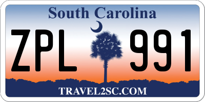 SC license plate ZPL991