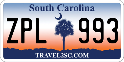 SC license plate ZPL993