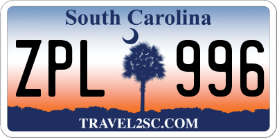 SC license plate ZPL996