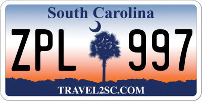 SC license plate ZPL997