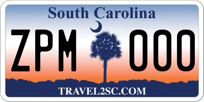 SC license plate ZPM000