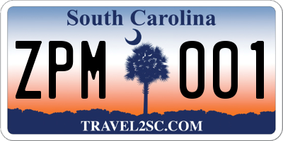 SC license plate ZPM001